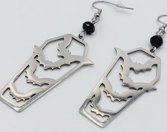 Coffin Bat Earrings (Stainless Steel)