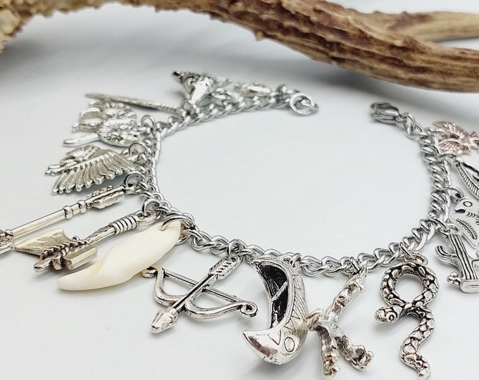 Native American Charm Bracelet with 16 Different Charms