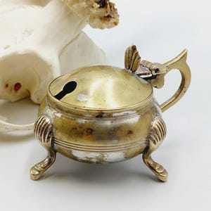 Antique Incense Burner (Brass - P.N.S) - Vintage altar incense holder ink well pot openable pot witch cauldron container alchemical gift