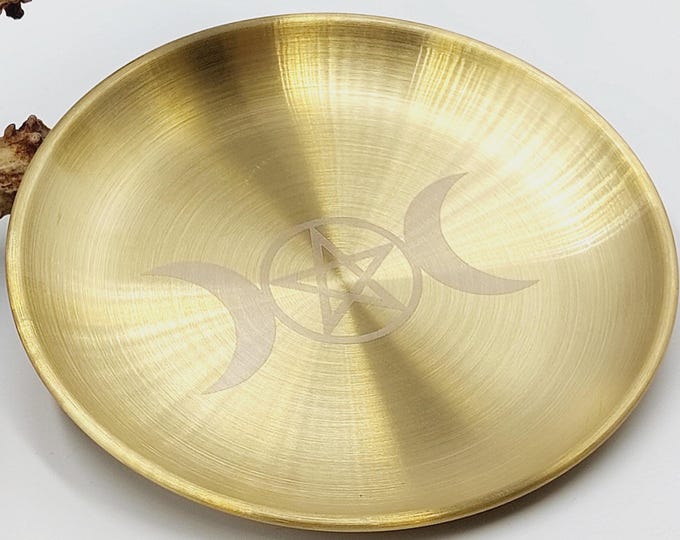 Triple Moon Pentagram Offering Dish (Messing)