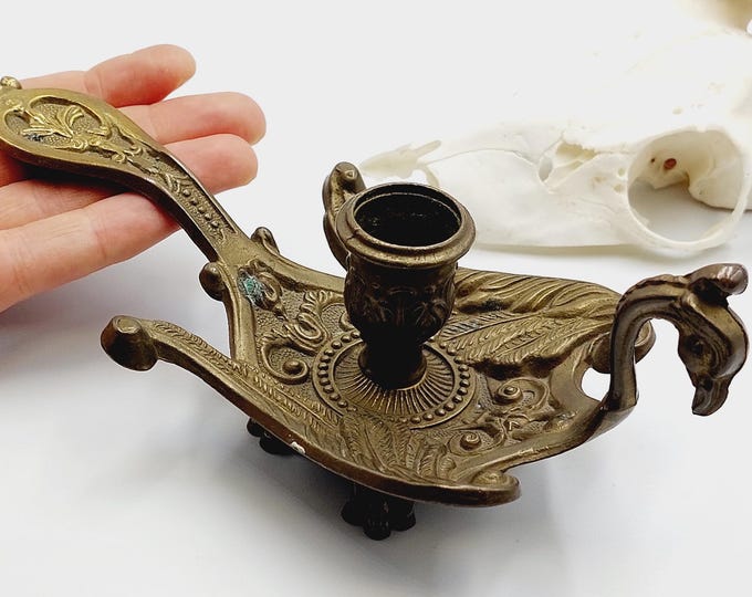 Vintage Altar Candle Holder in Phoenix Peacock Design