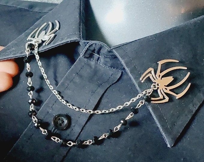 Spider Collar Pin in Silver Tone