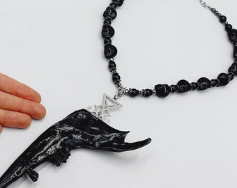 Blackened Luciferian Jawbone Necklace (Goat)