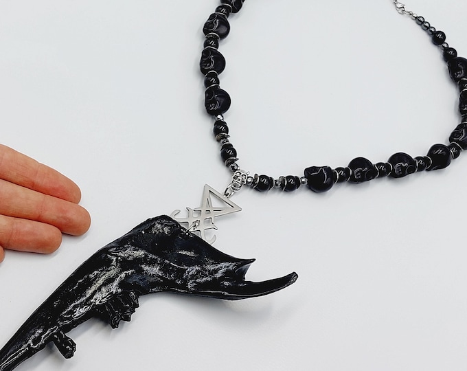 Blackened Luciferian Jawbone Necklace (Goat)