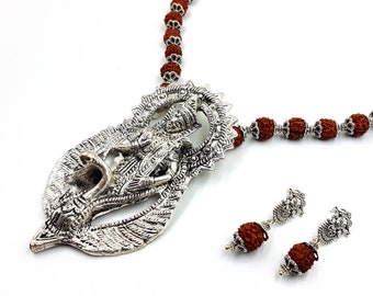 Vedic Hindu Durga Shakti Shiva Necklace & Earstuds Set