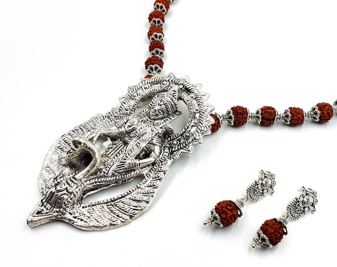 Vedic Hindu Durga Shakti Shiva Necklace & Earstuds Set