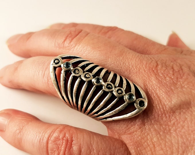 Blue Topaz Cage Ring