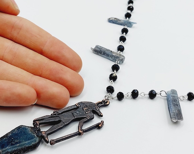 Anubis Apatite Necklace (Electroformed Copper)