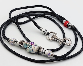 Dias De los Muertos Doglead with Skull Beads & Clip-On