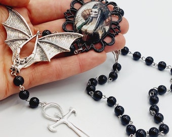 Countess Báthory Rosary Vampire Ankh Necklace