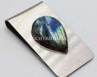 Labradorite Crystal Money Clip (Stainless Steel)