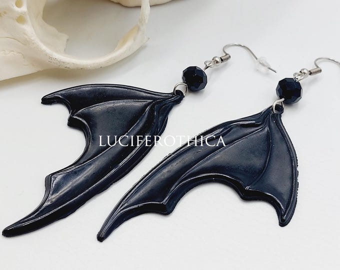 Batwings Earrings (Black Resin)