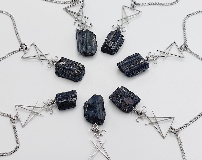 Black Tourmaline Sigil of Lucifer Pendant