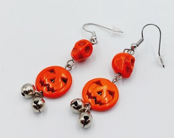 Jack o' lantern Pumpkin Skull Earrings