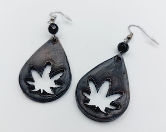 Electroformed Weed Leaf Earrings (Copper)