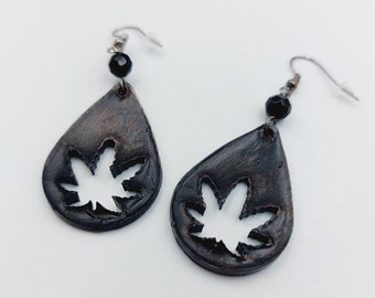 Electroformed Weed Leaf Earrings (Copper)