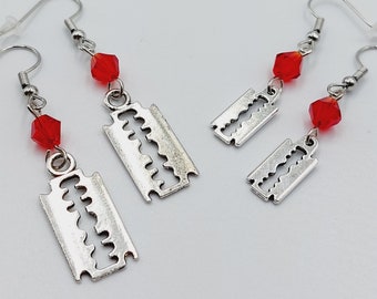 Razorblade Blood Droplet Earrings (Mini or Medium Sizes)