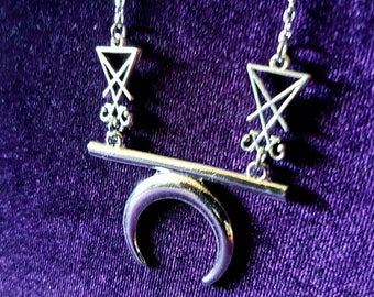 Sigil of Lucifer Crescent Necklace