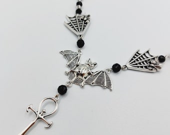 Vampire Ankh Bat Necklace in Victorian style