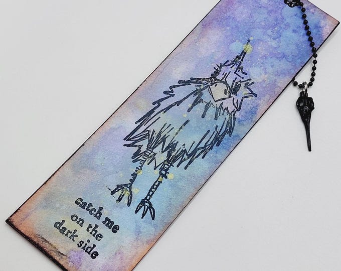 Gothic Bookmarker with Crow Skull Charm