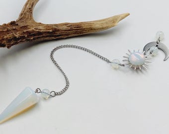 Sun & Moon Pendulum with Opalite and Rose Quartz
