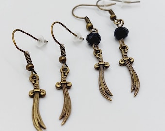 Mini Double Pointed Scimitar Sword Earrings (Zulfiqar-Fiqar in 2 Styles Options)