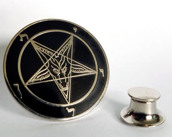 Sigil of Baphomet Lapel Pins (Bessy Version) - occult left hand path seal of baphomet pin studs satanic pin goat of mendes cloisonne gift hs