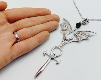 Vampire Ankh Bat Necklace