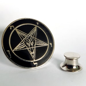 Baphomets sigill, kavajnålar (Bessy-versionen) - ockult brosch, sigill av Baphomet, nål, satanisk nål, get av Mendes, cloisonné, gåva hs