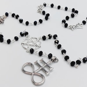 Satanic Rosary - occult rosary left hand path baphomet satanic cross 666 brimstone leviathan luciferian necklace gothic gift pentagram wgt
