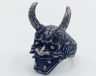 Horned Demon Devil Mask Ring