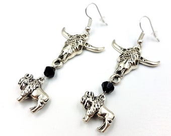 Bison Skull Earrings