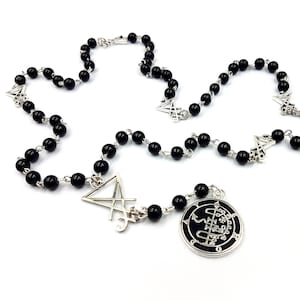 Sigil of Asmoday Medallion Rosary - asmoday asmodeus medalion necklace occult demonolatry lefthandpath demonic gothic blackmagic demon
