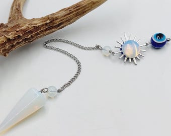 Protection Evil Eye Pendulum with Opalite Crystal