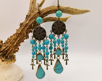 Turquoise Ankh Earrings