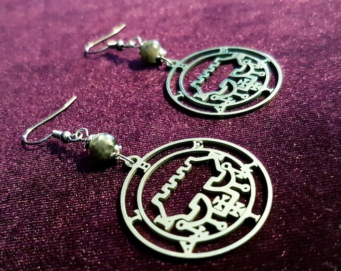 Sigil of Belial Labradorite Earrings (Stainless Steel)