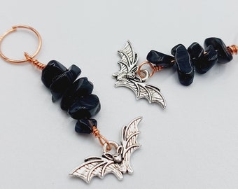 Onyx Crystal Plant Charms with Bats (Copper Energetic Plant Accessories)