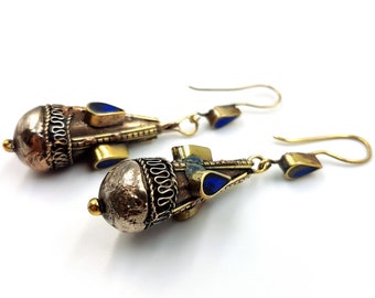 Vintage Droplet Earrings decorated with Blue Stones