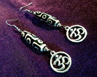 Dzi Bead Ohm Earrings