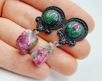 Ruby-Zoisite Earstuds