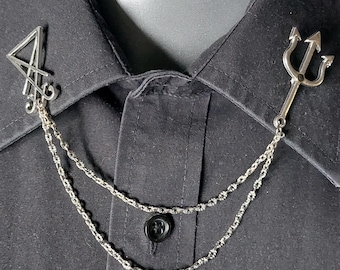 Sigil of Lucifer Trident Collar Chain Pin