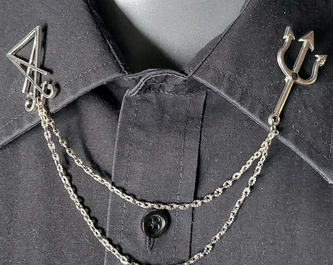 Sigil of Lucifer Trident Collar Chain Pin