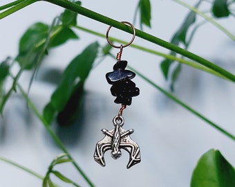 Onyx Crystal Plant Charms with Bats (Copper Energetic Plant Accessories)