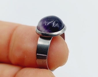 Amethyst Crystal Ring (Stainless Steel)