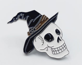 Skull Witch Lapel Pin (Witch Hat Pin)