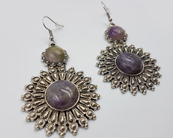 Sunburst Amethyst Earrings