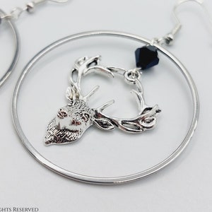 Cernunnos Earrings - deer stag jewelry pagan god gaul occult antlers crescent moon wicca wiccan god hecate Green Man Herne Horned God