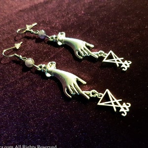 Luciferian Lightbringer Earrings - Sigil of Lucifer earrings occult gothic amethyst jewelry