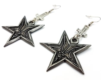 Cenobite Inverted Pentagram & Cross Earrings