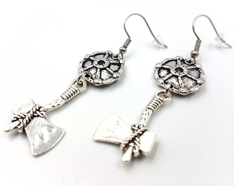 Viking Shieldmaiden Earrings (Axe & Shield)